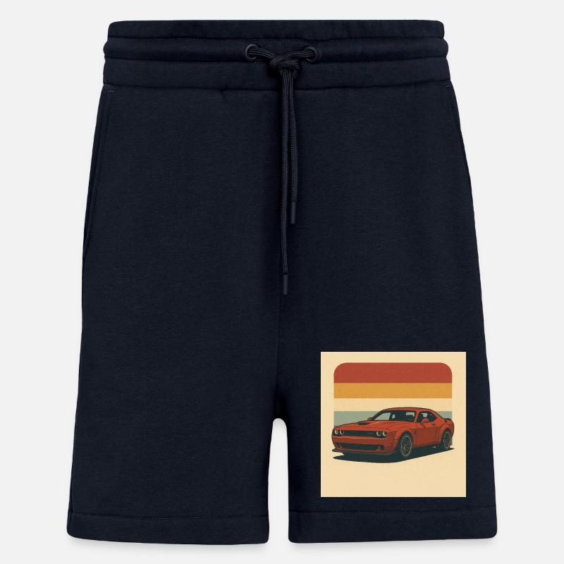 Muscle Car Rouge Design Rétro - Short bio décontracté fabriqué en UE - DARK NAVY