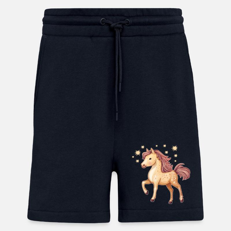 Cheval mignon avec des étoiles - Short bio décontracté fabriqué en UE - DARK NAVY