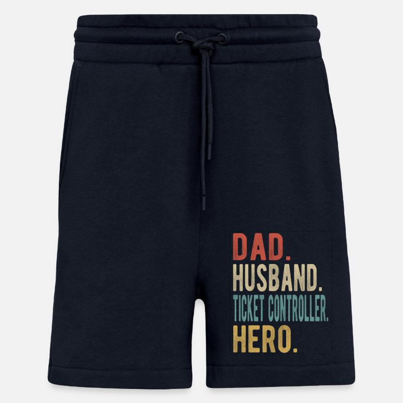 Ticket Controller Papa Husband Hero - Shorts - made by SPREAD - DARK NAVY