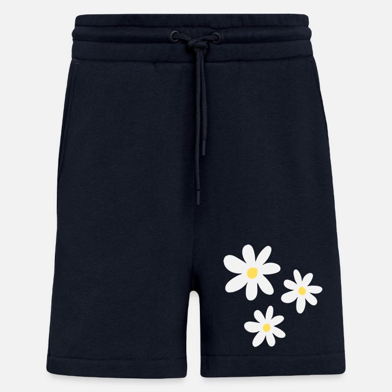 Pure elegance: white flowers - Shorts - made by SPREAD - DARK NAVY