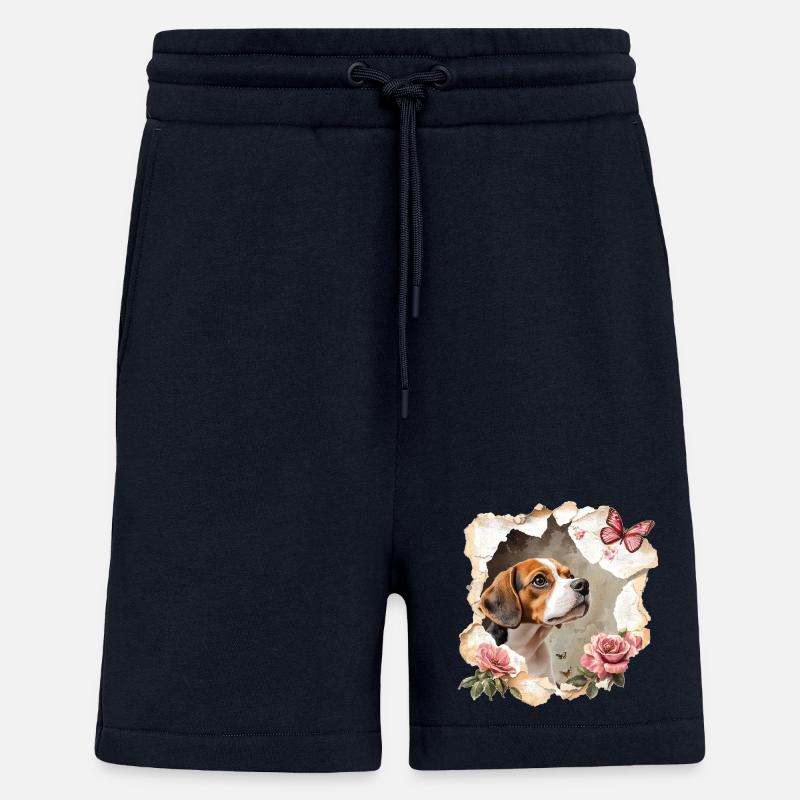 Beagle avec papillon - Short bio décontracté fabriqué en UE - DARK NAVY