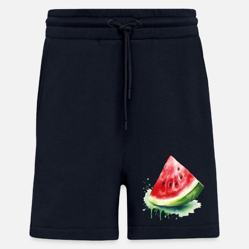 Éclaboussure d’aquarelle pastèque - Short bio décontracté fabriqué en UE - DARK NAVY