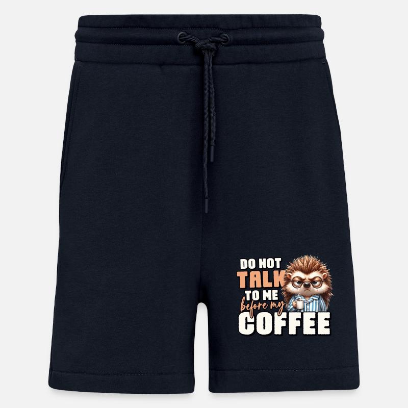 Grumpy hedgehog with coffee - Shorts - made by SPREAD - DARK NAVY