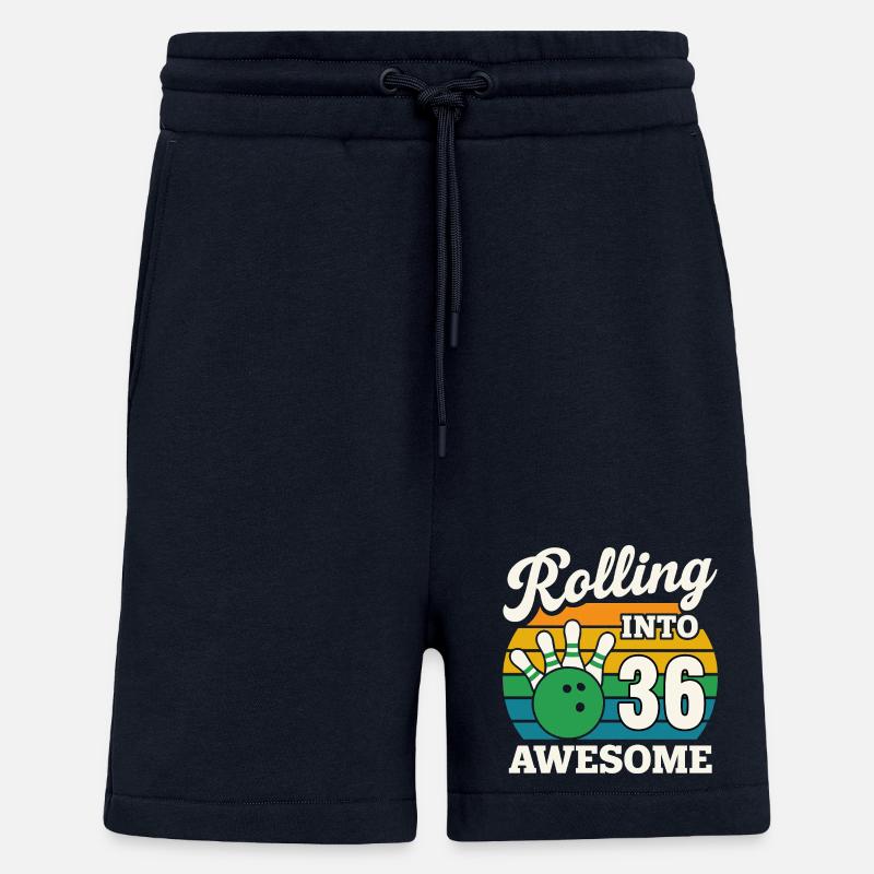 Rétro Bowling 36e anniversaire Graphique - Short bio décontracté fabriqué en UE - DARK NAVY