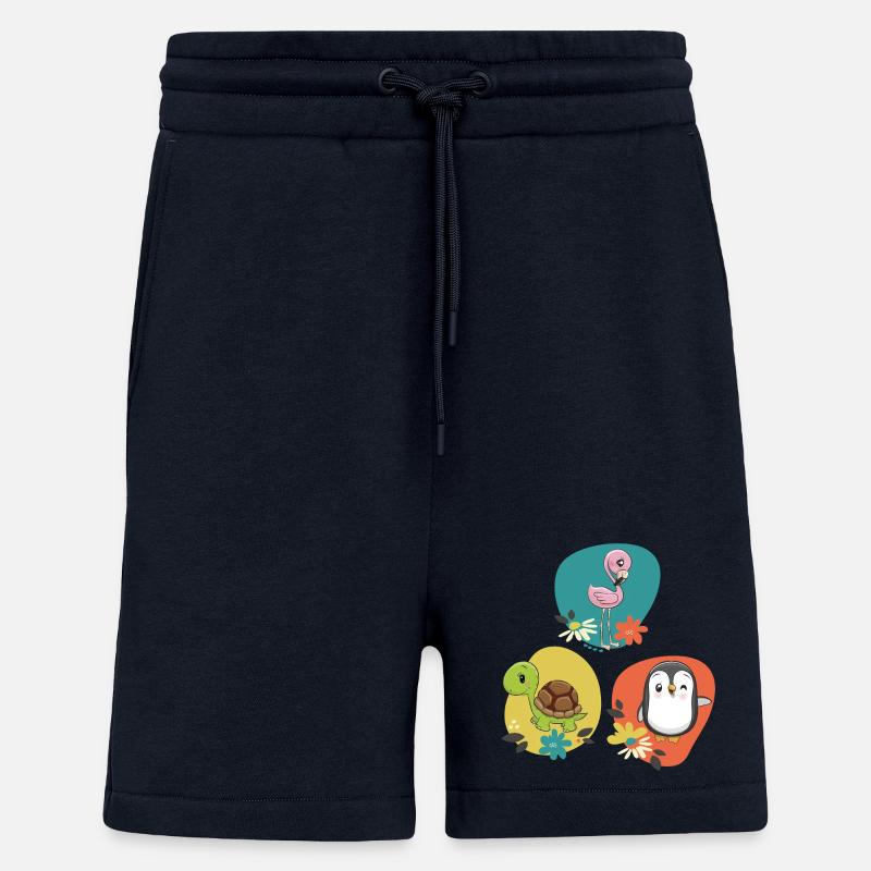 Flamingo Turtle Penguin - Shorts - made by SPREAD - DARK NAVY