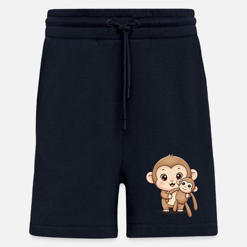 Süßer Punch Affe hält Kuscheltier - Shorts - made by SPREAD - DARK NAVY