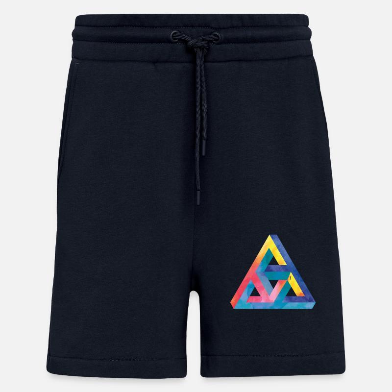 Triangle d'illusion d'optique Escher - Short bio décontracté fabriqué en UE - DARK NAVY