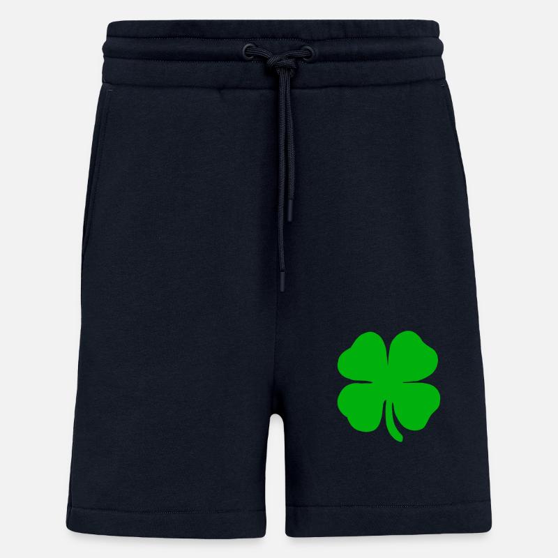 Vierblättriges Kleeblatt Glücksklee Neujahr Klee - Short bio décontracté fabriqué en UE - DARK NAVY