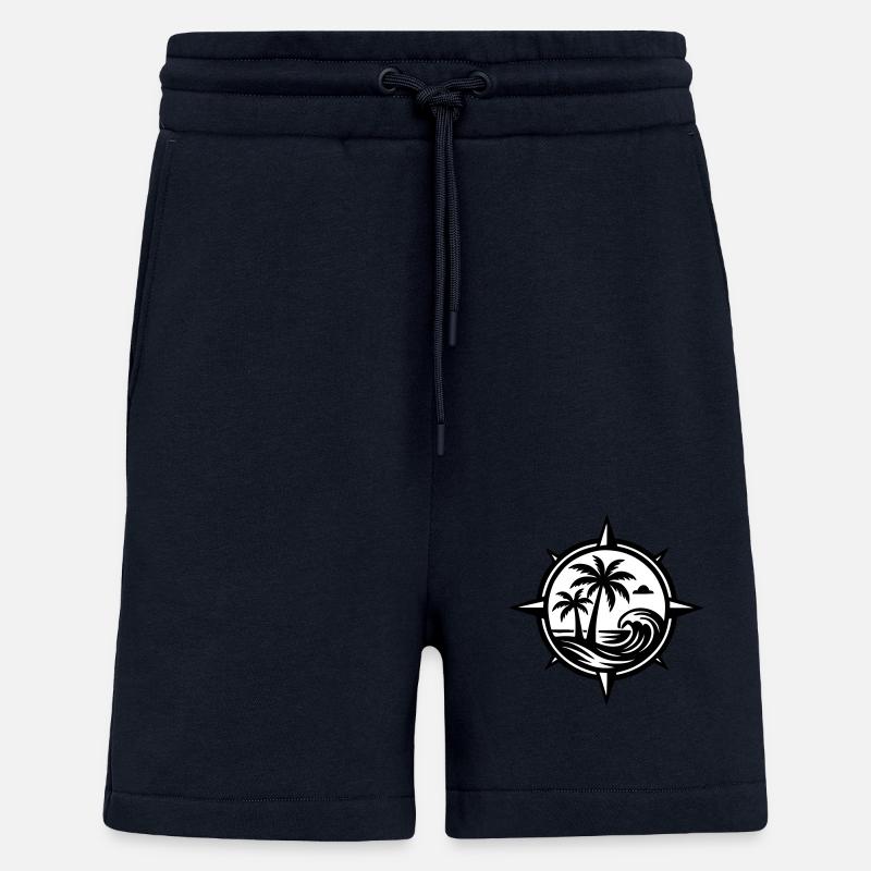 Boussole Palmiers Océan - Short bio décontracté fabriqué en UE - DARK NAVY