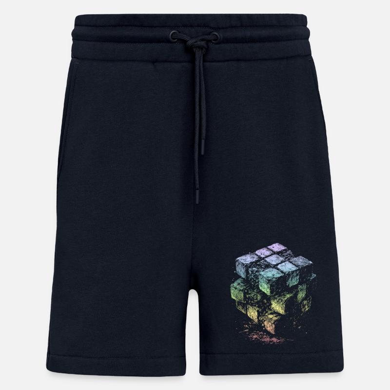 Couleurs arc-en-ciel du cube - Short bio décontracté fabriqué en UE - DARK NAVY
