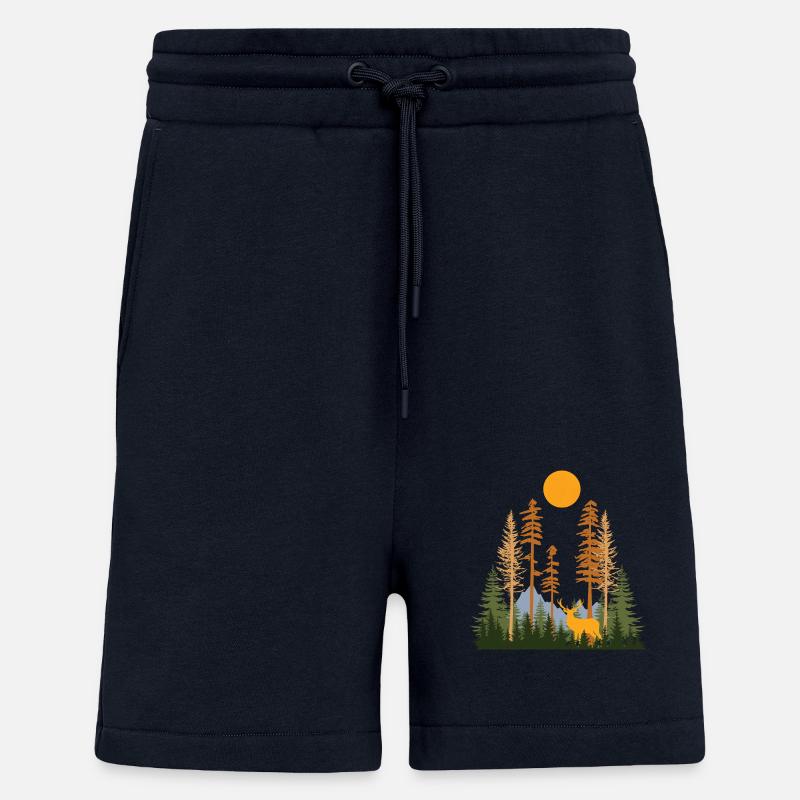Forêt cachée et cerfs - Short bio décontracté fabriqué en UE - DARK NAVY