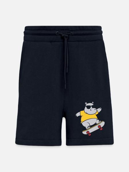 Cool Hippopotamus Skater Skateboard Vector - Shorts - made by SPREAD - DARK NAVY