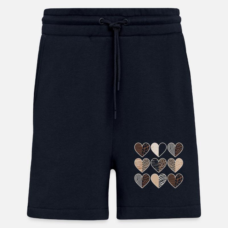 Leopard pattern heart design - Shorts - made by SPREAD - DARK NAVY
