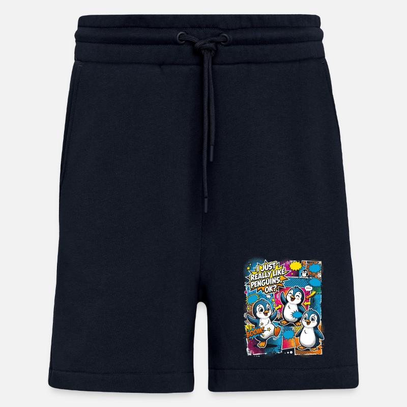Pinguin Pop-Art Comic Kollage - Shorts - made by SPREAD - DARK NAVY