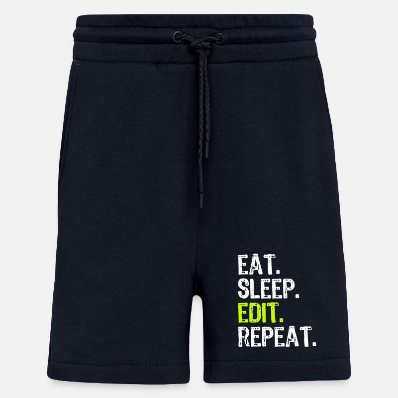Mange, dors, édite, répète - Short bio décontracté fabriqué en UE - DARK NAVY