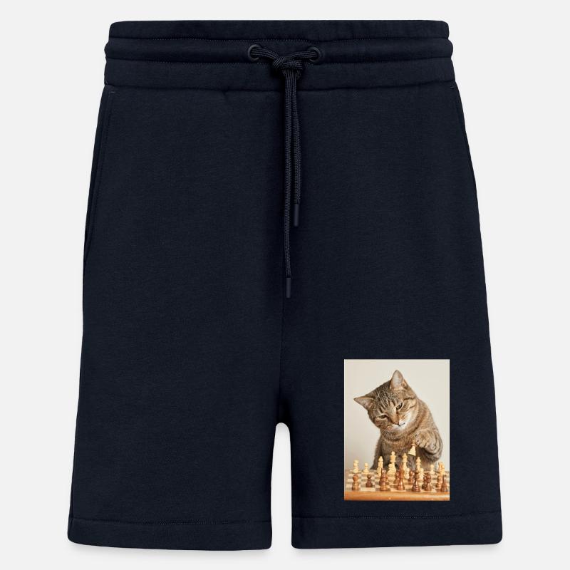 Cat playing chess - Shorts - made by SPREAD - DARK NAVY