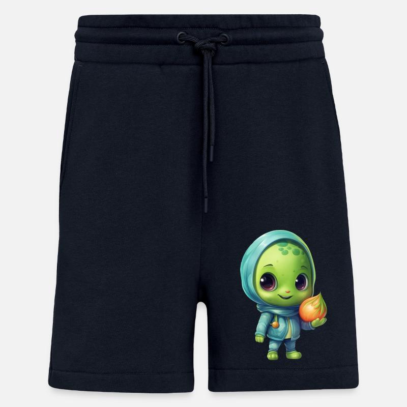 Blau-Pinker Alien Skateboarder: Kosmische Tricks - Shorts - made by SPREAD - DARK NAVY