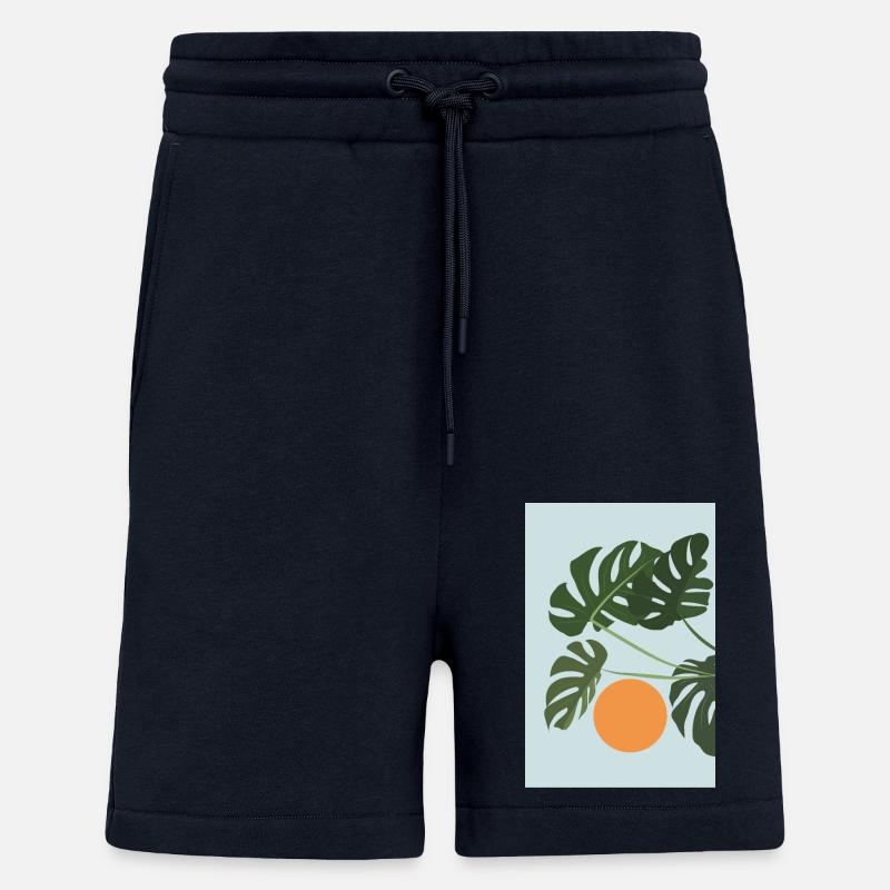 Monstera Coucher de soleil - Short bio décontracté fabriqué en UE - DARK NAVY