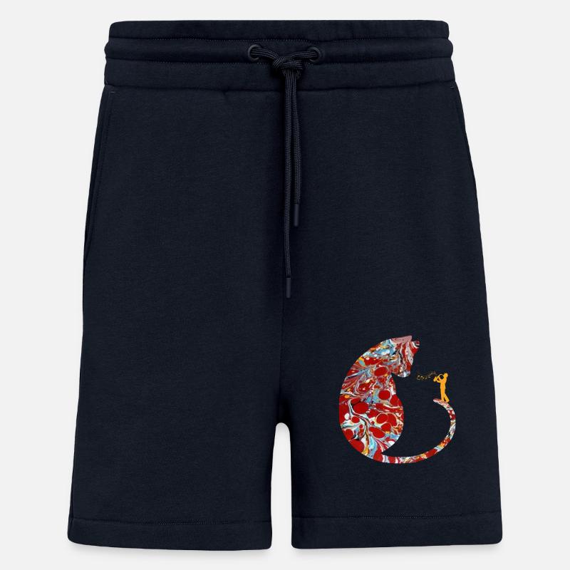 cat with saxophone e 251 - Shorts - made by SPREAD - DARK NAVY