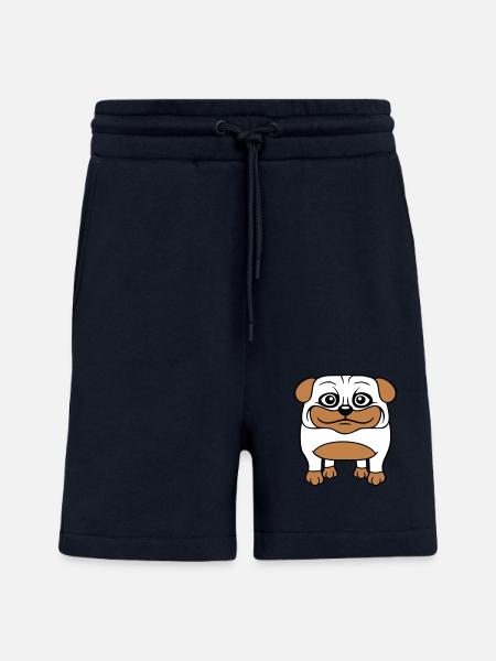 Hund Mops Lille Sød Pik Kærlighed Glad Komisk Sjov - Organic relaxed shorts made in EU - DARK NAVY