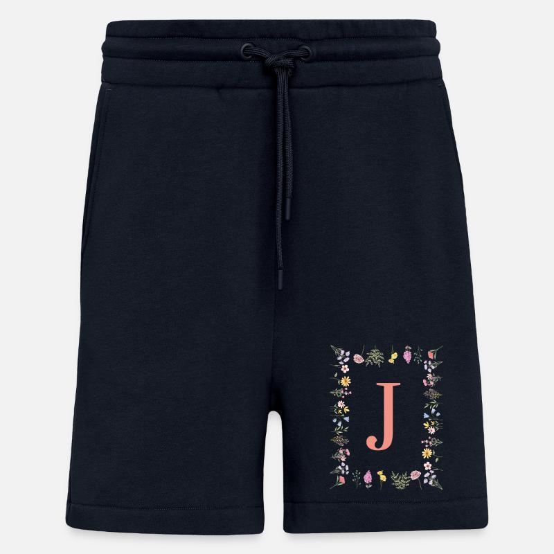 Florale Initialen "J ", Buchstaben Monogramm  - Shorts - made by SPREAD - DARK NAVY