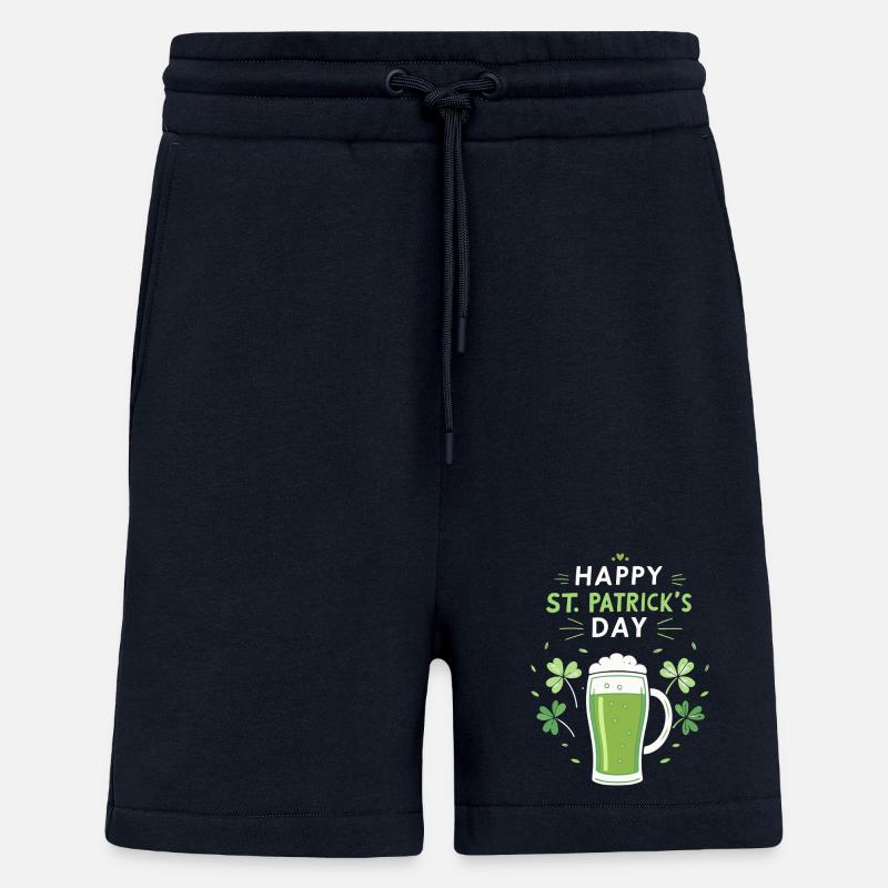 Verre vert Saint-Patrick et trèfles - Short bio décontracté fabriqué en UE - DARK NAVY