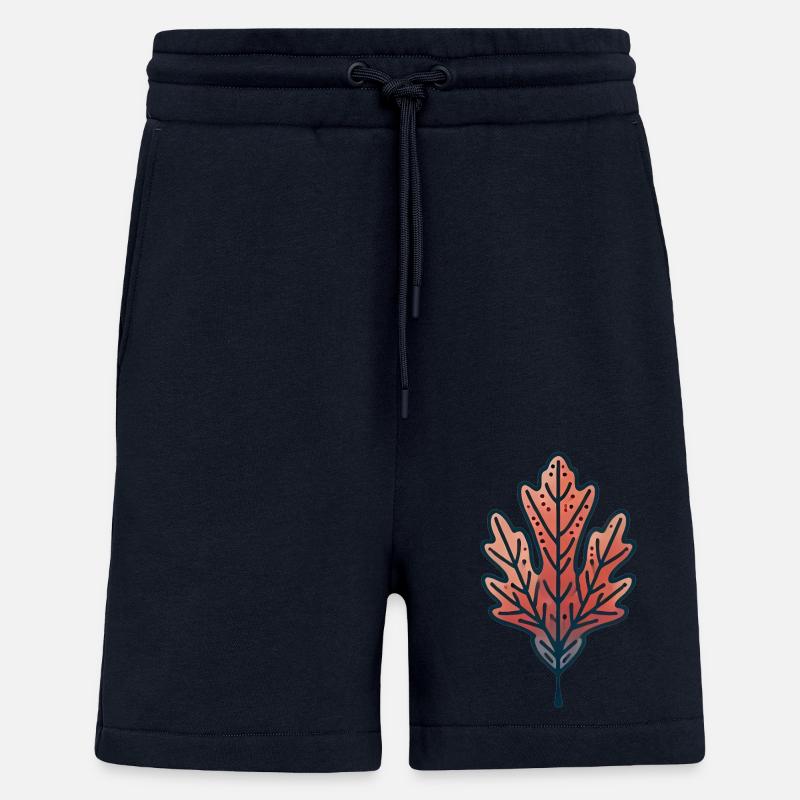 Illustration rustique de feuille d’automne - Short bio décontracté fabriqué en UE - DARK NAVY