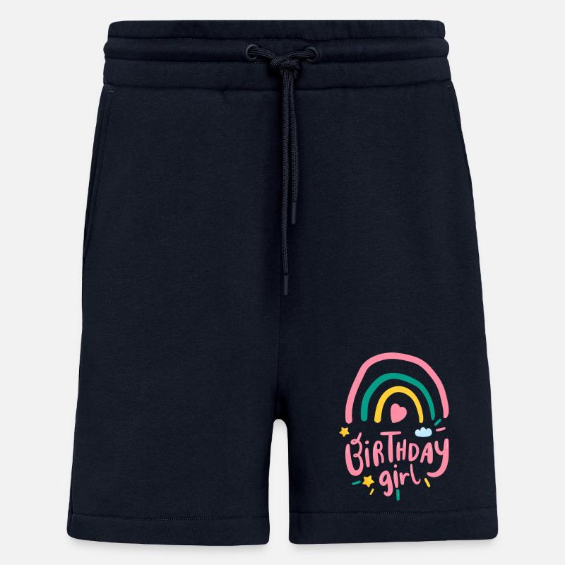 Fille d’anniversaire arc-en-ciel pastel - Short bio décontracté fabriqué en UE - DARK NAVY