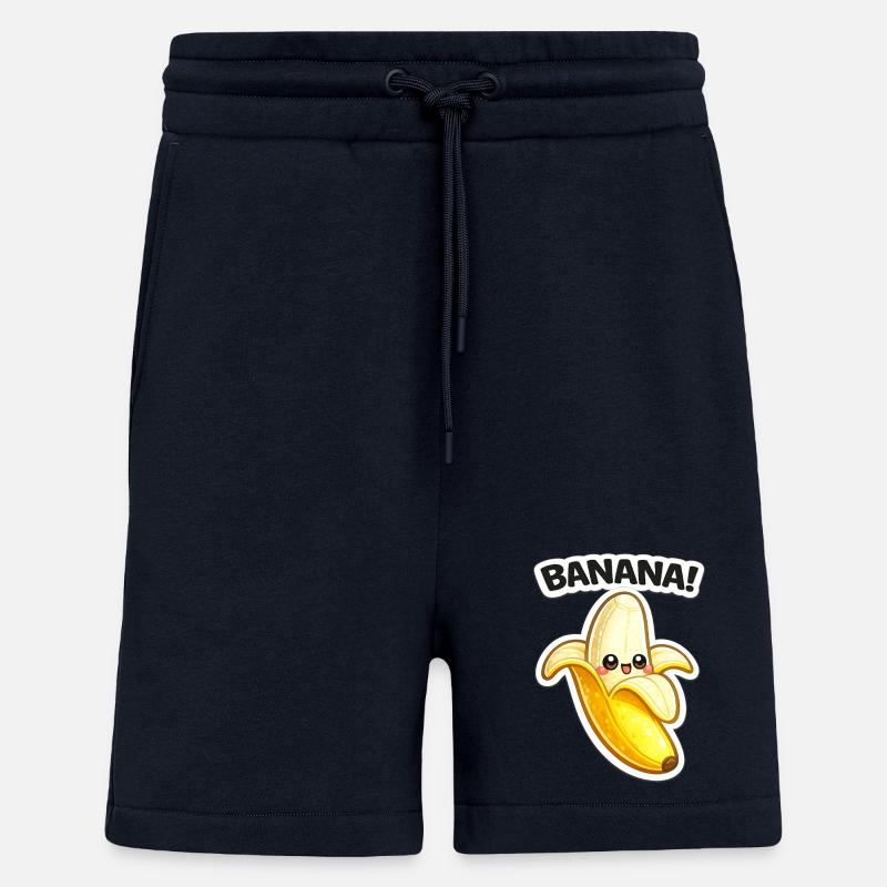 Impression de banane dessinée Kawaii - Short bio décontracté fabriqué en UE - DARK NAVY