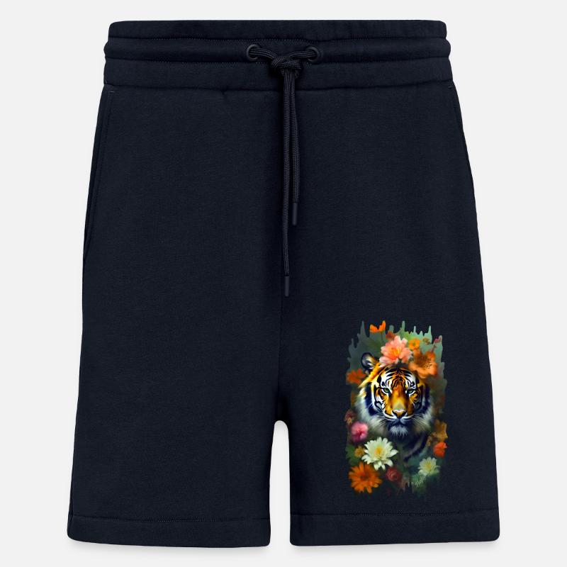 Tiger zwischen den Blumen 🌸💛 - Shorts - made by SPREAD - DARK NAVY