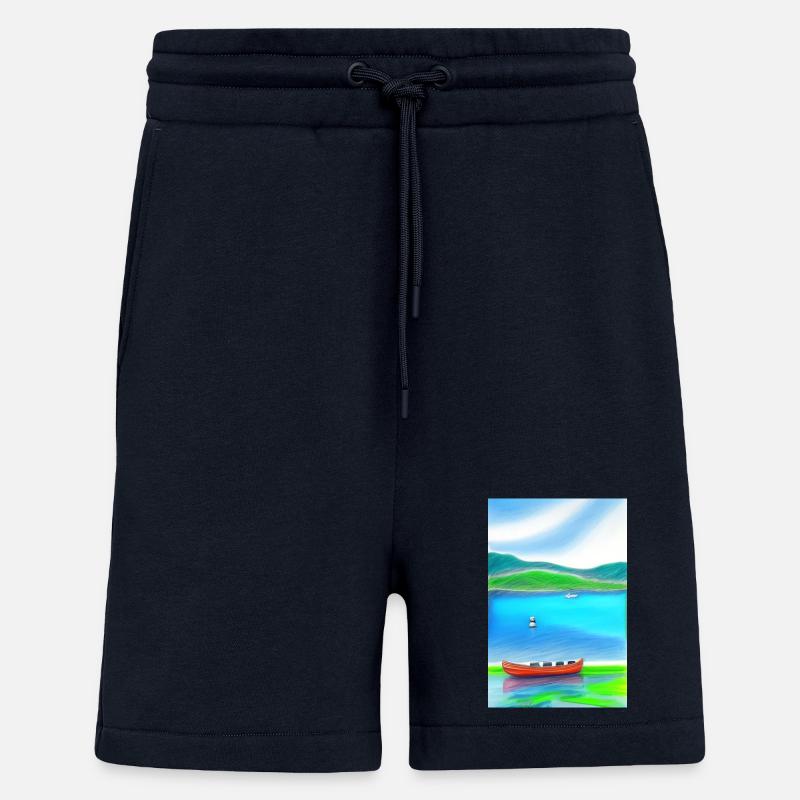 Landschaft mit See, Boot und Berge - Shorts - made by SPREAD - DARK NAVY
