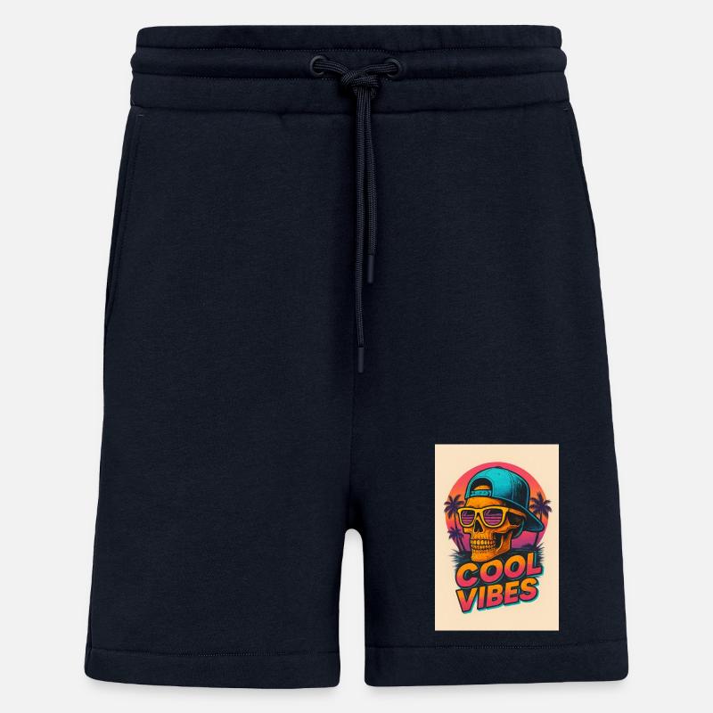 Vibrations tropicales de Crâne Néon - Short bio décontracté fabriqué en UE - DARK NAVY