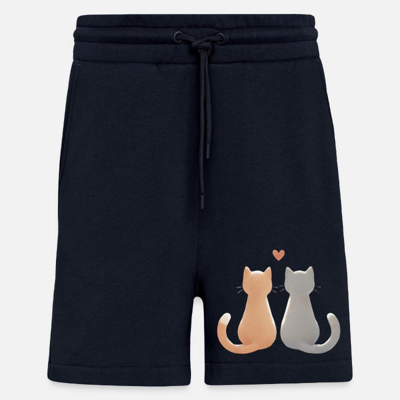Amour et chats compagnons félins - Short bio décontracté fabriqué en UE - DARK NAVY