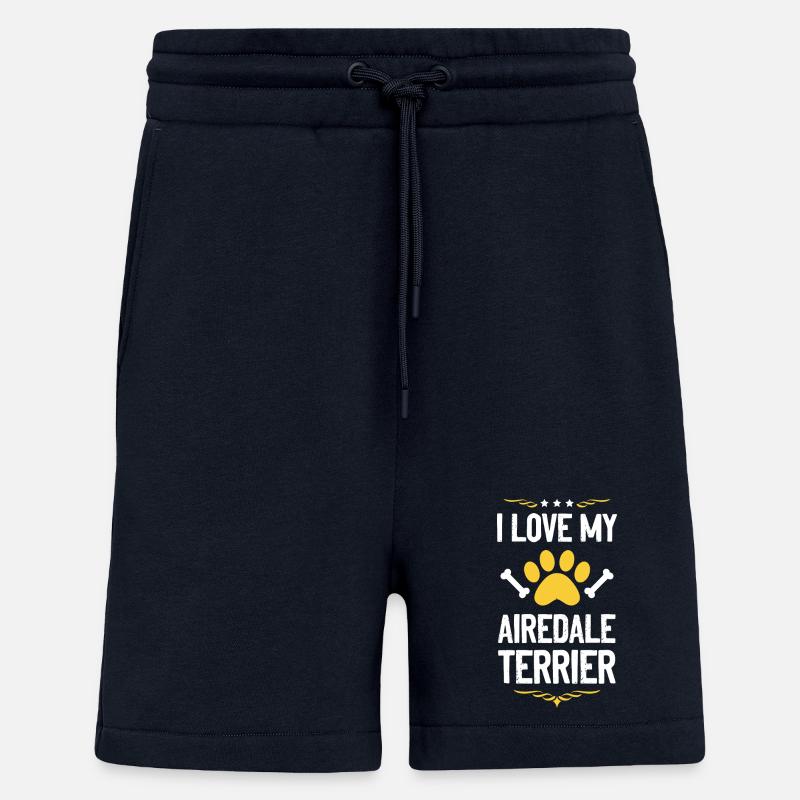 I love my Airedale Terrier - Shorts - made by SPREAD - DARK NAVY