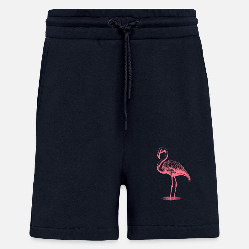 Knuffiger pinker Flamingo - Shorts - made by SPREAD - DARK NAVY