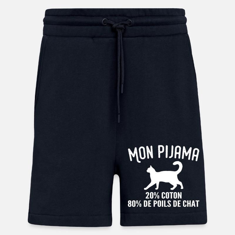 Humorvoller Katzenhaar-Pyjama - Shorts - made by SPREAD - DARK NAVY