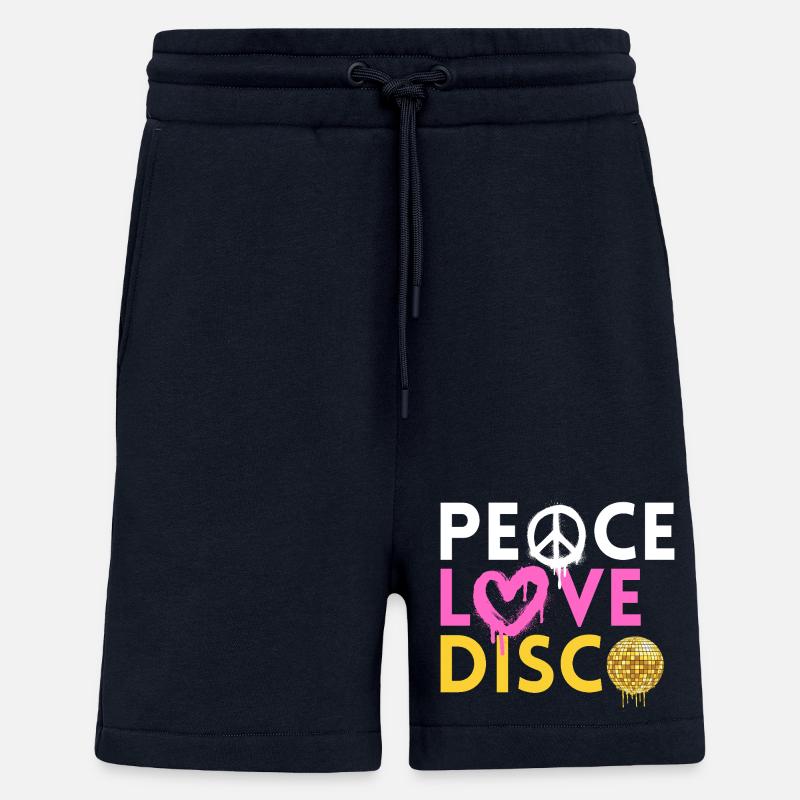 Peace Love Disco Style Néon Rétro - Short bio décontracté fabriqué en UE - DARK NAVY
