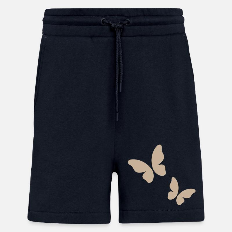 Beige Butterfly Pattern - Shorts - made by SPREAD - DARK NAVY