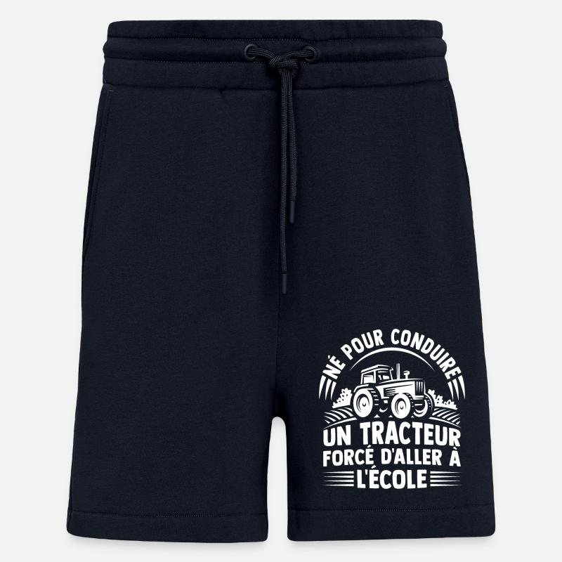 Né pour conduire un tracteur - Short bio décontracté fabriqué en UE - DARK NAVY