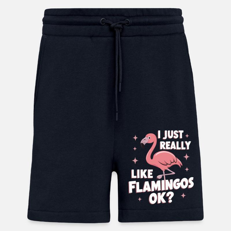 Flamant rose animal - Short bio décontracté fabriqué en UE - DARK NAVY