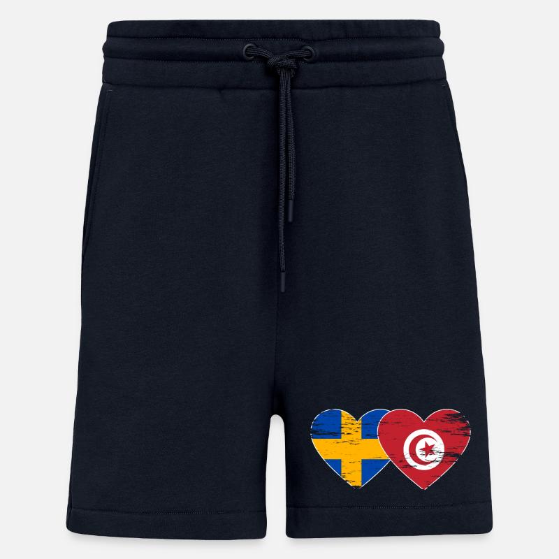 Suède Tunisie drapeau coeur utilisé - Short bio décontracté fabriqué en UE - DARK NAVY
