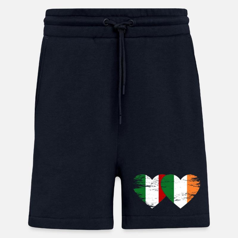 Italie Irlande drapeau coeur utilisé - Short bio décontracté fabriqué en UE - DARK NAVY