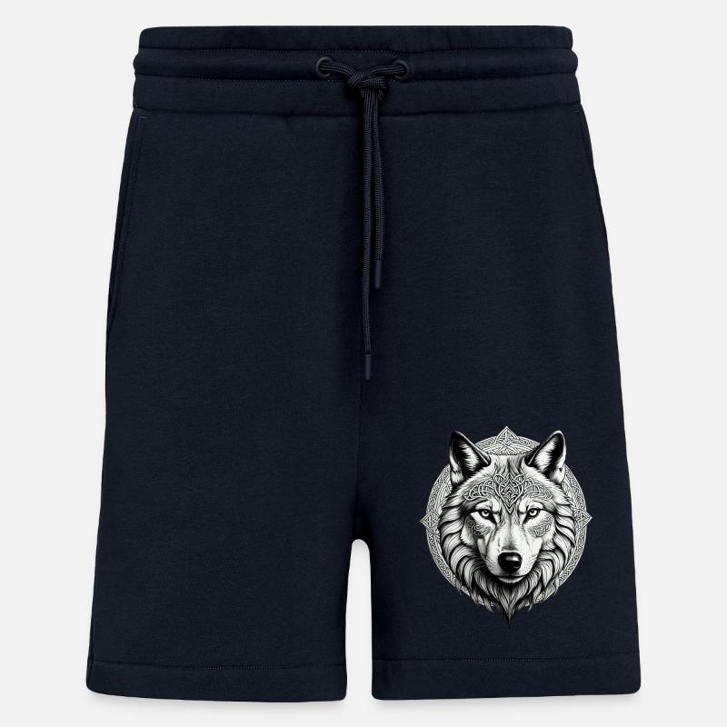 Loup avec nœud celtique 01 - Short bio décontracté fabriqué en UE - DARK NAVY