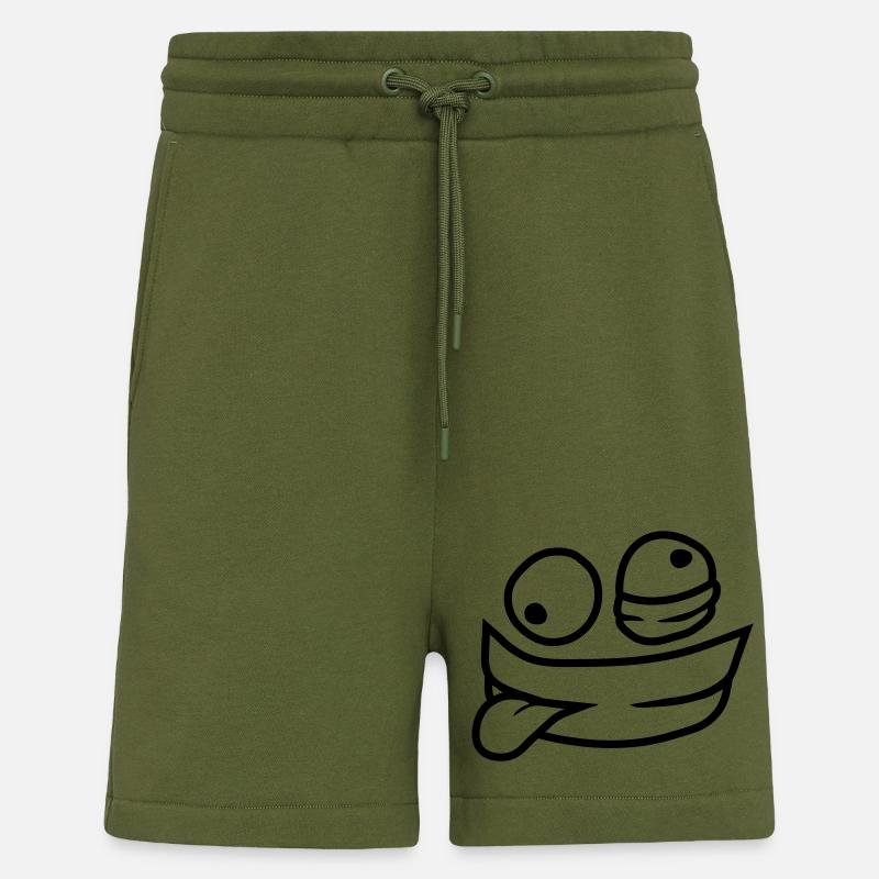 Comic Psychopath Gesicht - Shorts - made by SPREAD - MOSS GREEN