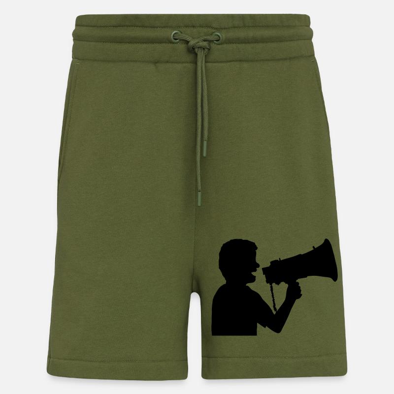 Mégaphone Propaganda Man en colère - Short bio décontracté fabriqué en UE - MOSS GREEN