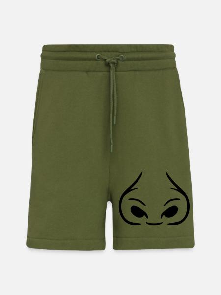 Narici grandi naso spesso - Pantaloncini ecologici casual Made in UE - MOSS GREEN