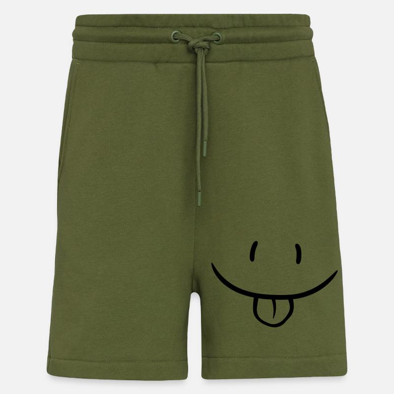 Comic face naughty - Shorts - made by SPREAD - MOSS GREEN