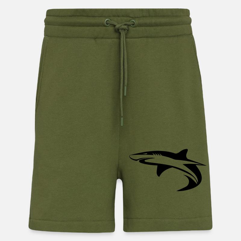 Shark - vector geometry design - Shorts - made by SPREAD - MOSS GREEN