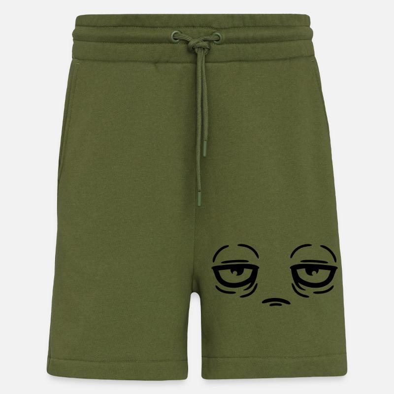 Drôle de visage fatigué - Short bio décontracté fabriqué en UE - MOSS GREEN