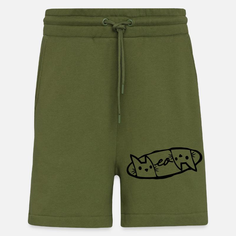 Logo Meow 2 chats - Short bio décontracté fabriqué en UE - MOSS GREEN